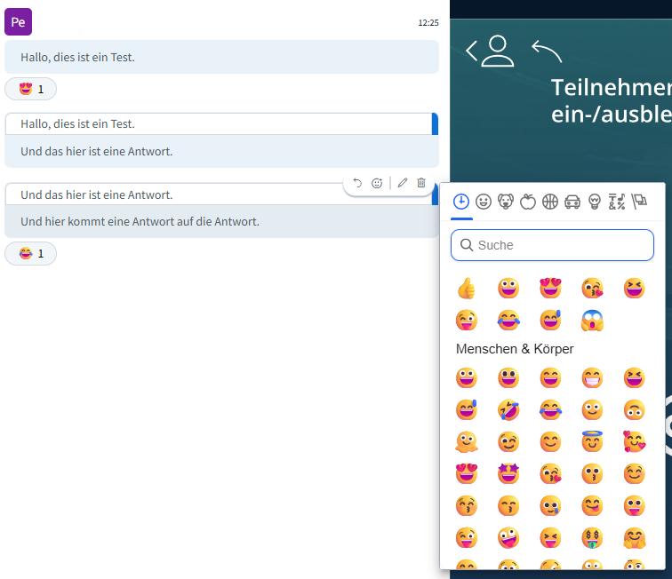 Reaktionen auf Chatnachrichten senden.