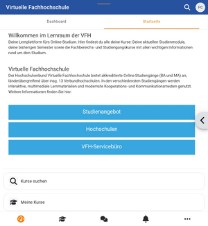 Moodle-App Startseite